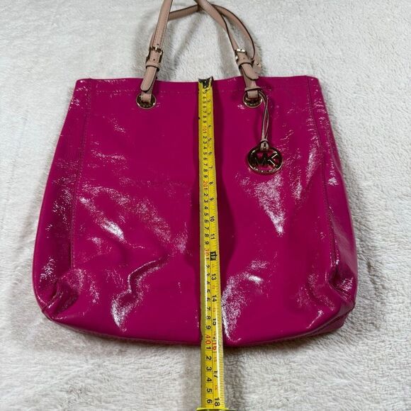 Michael Michael Kors Dark Pink Patent Leather Tote Bag Purse - Picture 6 of 6